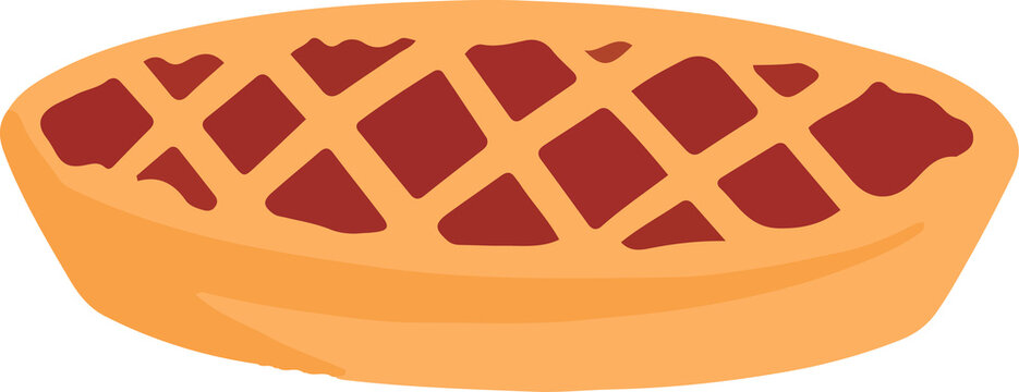 Naklejki Flat-design lattice fruit pie is featuring golden crust with red filling on transparent background