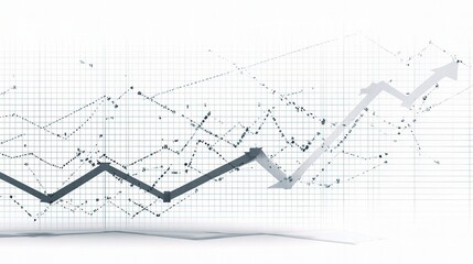 Naklejka premium Business Growth Chart on White Background with Line Graph Elements