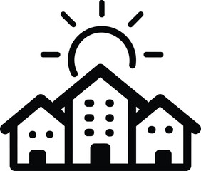 High quality photo of sun housing icon sign vector.