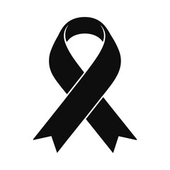 Black mourning ribbon symbolizing the concept of funerals and funeral services  
