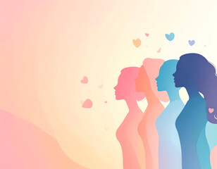 silhouette of women with hearts