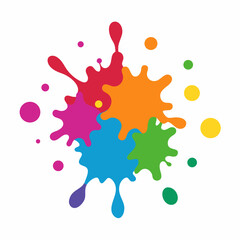 Colorful Paint on White Background Vibrant Artistic Splash Designs for Creative Use