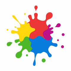 Colorful Paint on White Background Vibrant Artistic Splash Designs for Creative Use