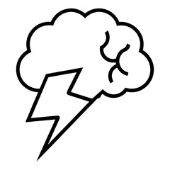 Electric Brain Silhouette Icon  Lightning Struck Brain Vector for Tech, AI, and App Design