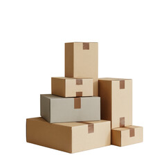 Obraz premium A set of smart color cardboard boxes on top of each other for delivery, Some cardboard boxes for parcel