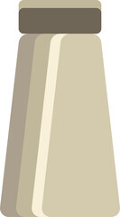 Displaying flat design spice shaker with tapered beige form and brown cap on transparent backdrop