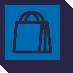 Shopping bag is appearing in flat vector with fold line and bold handles on transparent background