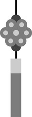 Flat handheld showerhead is featuring flower spray nozzles and black hose on transparent background