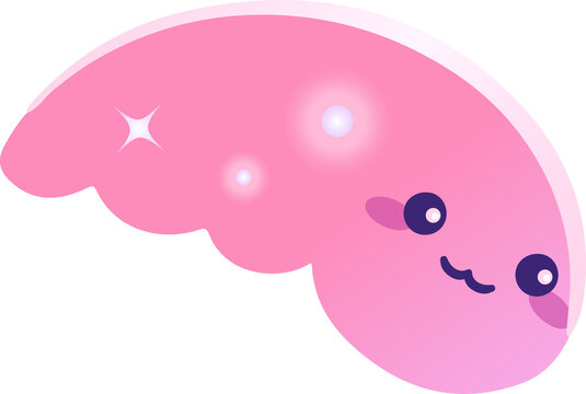 Naklejki Flat design pink scalloped half-moon character is floating on transparent background with sparkles