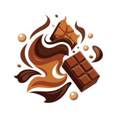 Abstract Chocolate Bar Meltdown Brown Swirls Milk Chocolate Pieces