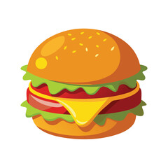 Digital Painting of a Cheeseburger with Melted Cheese Lettuce and Tomato 1