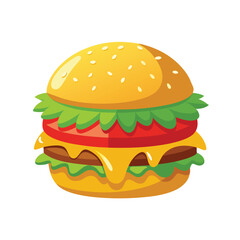 Digital Painting of a Cheeseburger with Melted Cheese Lettuce and Tomato