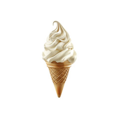 Creamy Vanilla Soft Serve Ice Cream Cone on Black Background
