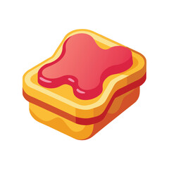Colorful Vector Toast with Red Jam Isometric View jelly
