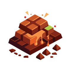 Melted Caramel Chocolate Bar Pieces Brown Orange Green