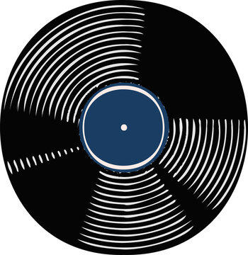 Fototapeta Stylized graphic is showing vintage vinyl record disc with navy label on transparent background