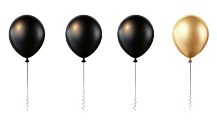 Set of black and golden balloons festive party decorations for black friday isolated on white background