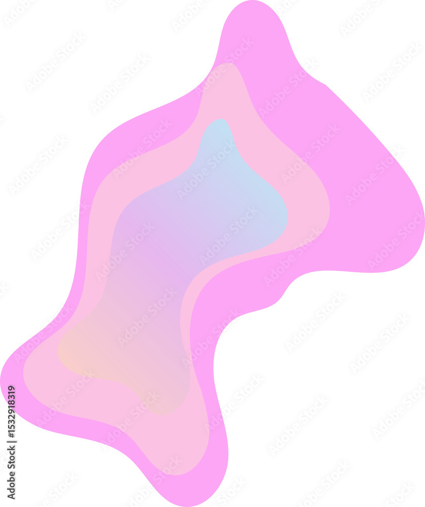 Poster vector organic shapes are floating on transparent background showing nested pastel gradient layers