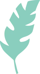 Fotobehang Turquoise green leaf silhouette is floating over transparent background, in flat design style © vectorfusionart