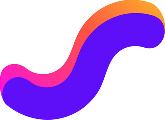 Flat design abstract ribbon is flowing on transparent backdrop with purple, pink-to-orange gradient
