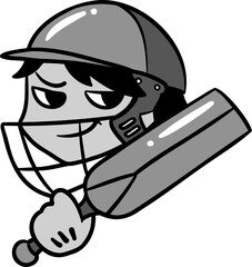 flat design cricket batter is holding bat with helmet, gloves on transparent background