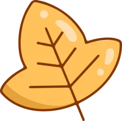 Fotobehang Cartoon-like autumn leaf featuring brown-veined glossy surface, transparent background, copy space © vectorfusionart