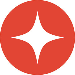 Obraz premium Red round emblem is floating in flat design on transparent background showing 4-point star shape