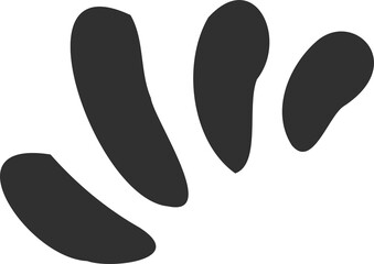 Flat illustration is showing five black curved blobs in radial arc, with transparent background