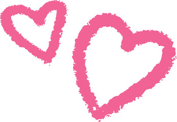 Two heart shapes are being shown in flat graphic with rough chalk outlines on transparent backdrop