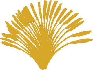 Glowing abstract golden-yellow fan radiating strokes using flat design on transparent background