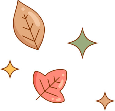 Naklejki Decorative vector art is showing stylized autumn leaves and diamond stars on transparent canvas