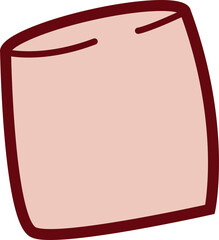 Flat rounded tile shape is floating on transparent background with pink fill and dark red outline