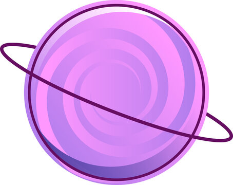 Naklejki Stylized ringed planet is floating in digital art, with purple-pink bands, transparent background