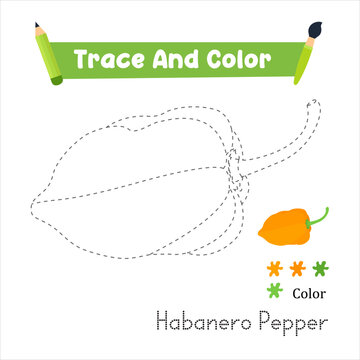 Connect The Dots Habanero Pepper. Dot To Dot Educational Game. Vector Illustration