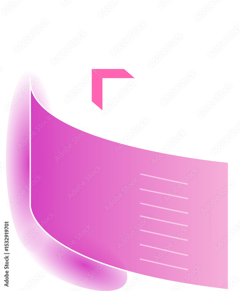 Poster flat infographic is showing curved arc, 3d cube and gradient ribbon on transparent background