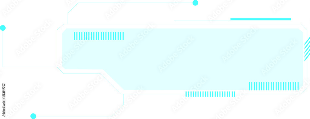 Poster flat interface is displaying cyan polygon frame with circuit connectors on transparent background