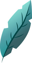 Vector leaf is floating on transparent background with vein branches in teal turquoise gradient