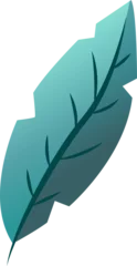 Fotobehang Vector leaf is floating on transparent background with vein branches in teal turquoise gradient © vectorfusionart