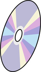 Stylized optical disc is tilting, showing pastel segments in flat design, transparent background