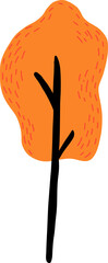 Stylized tree vector art is floating on transparent backdrop showing orange canopy red dashes