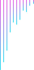 Abstract gradient bars are dripping in flat design on transparent background, resembling neon tubes