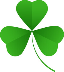Flat design showing green shamrock icon with gradient shading, transparent background, copy space