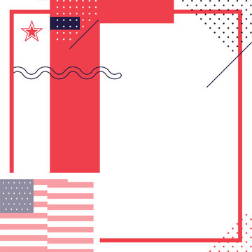 Naklejki Abstract flat design is combining flag motifs with geometric shapes on transparent background