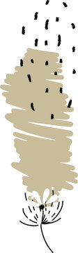 Fototapeta Doodle is combining beige scribble with black dots and daisy on transparent background, flat design