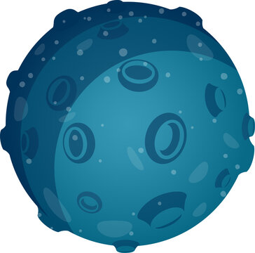 Naklejki 3D rendered blue celestial sphere is displaying craters with transparent background, copy space