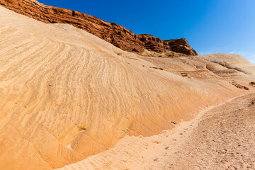 Red Kayenta Sandstone Formations on Ancient Petrified Layered Sand Dunes, Nautilus Trail, Paria Canyon-Vermillion Cliffs Wilderness, Utah, USA