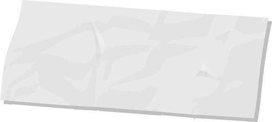 Crumpled white paper is floating on transparent flat vector background with creases and shadows