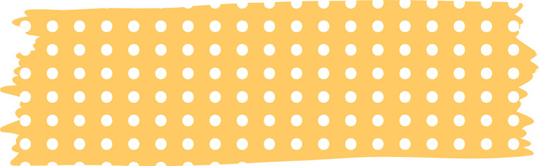 Flat design pastel yellow tape is showing white polka dots and torn edges, transparent background