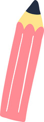 Flat design pencil tilting on transparent background, showing pink barrel, yellow wood, dark tip