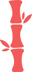 Fotobehang Flat design red bamboo stalk is showing three segments with leaf clusters on transparent background © vectorfusionart